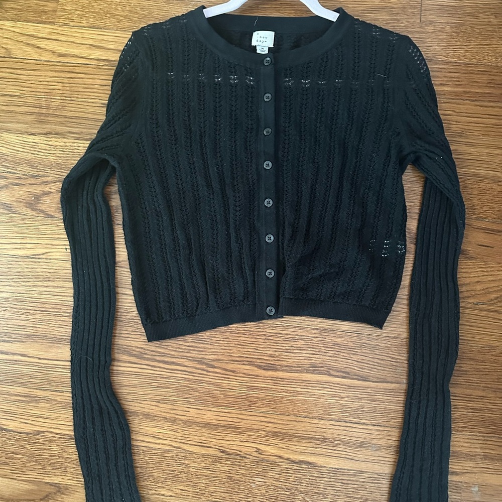 a new day Black Textured Button-Up Cardigan